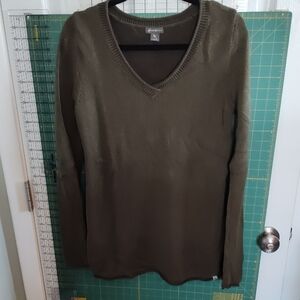 Eddie Bauer Olive V-Neck Sweater